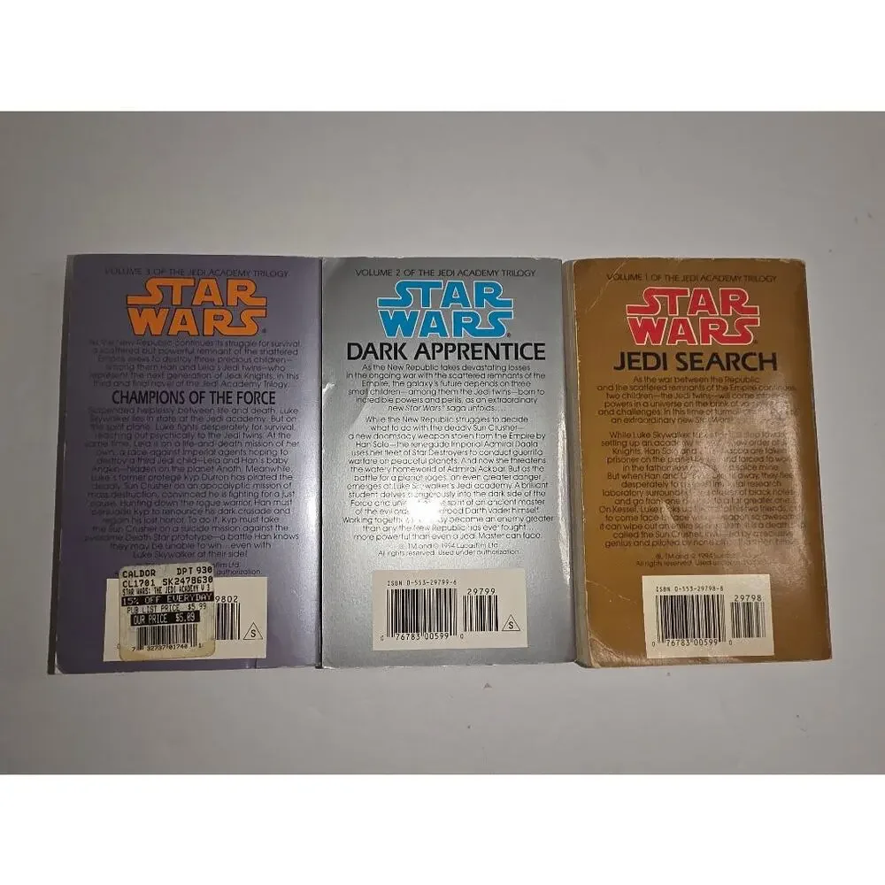 Vintage 90s Star Wars The Jedi Academy Trilogy 1-3 by Kevin J Anderson - PB